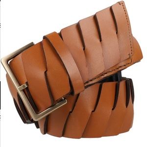 All Saints Wowen Leather Belt Cognac Brown S/M